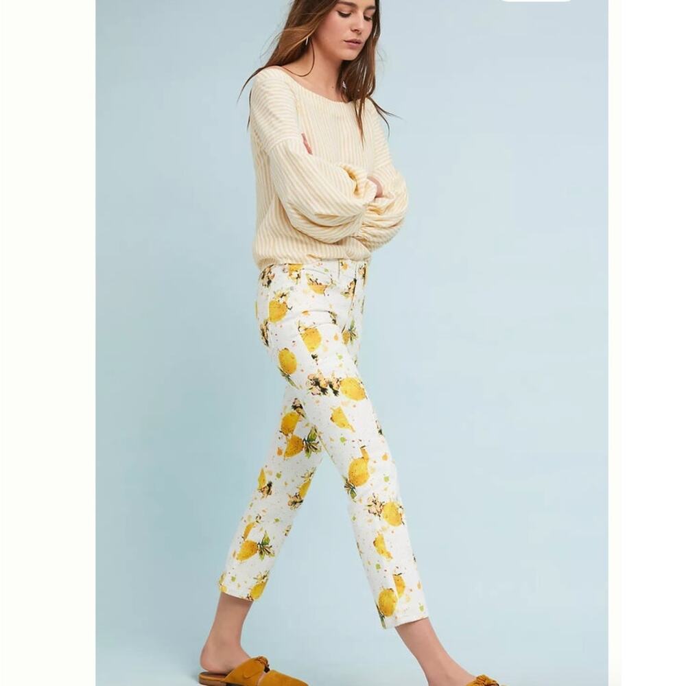 Pilcro and the Letterpress ANTHROPOLOGIE Lemon Grove High-Rise Cropped Jeans 27 - Picture 3 of 9